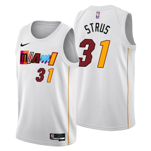 Men's Miami Heat #31 Max Strus 2022/23 White City Edition Stitched Jersey Men's Miami Heat #31 Max Strus 2022/23 White City Edition Stitched Jersey